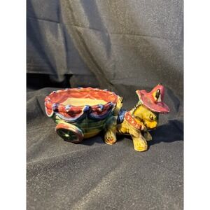 Vintage Ceramic Donkey Cart Planter Pot Holder Made in Japan